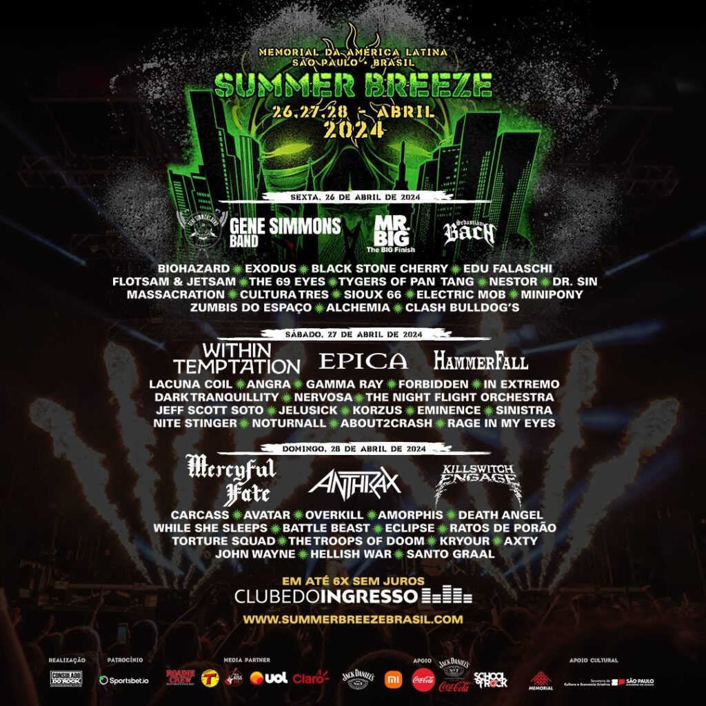 Imagem do lineup do Summer Breeze Brasil.